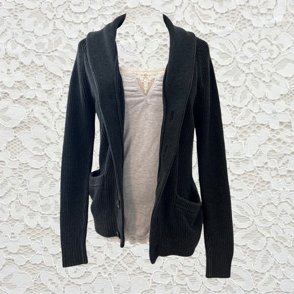 vintage hollister grey‎ button cardigan sweater